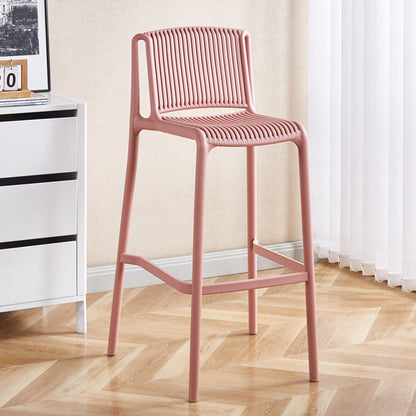 Modern Minimalist Rectangular PP Bar Stool Backrest Footrest For Dining Room