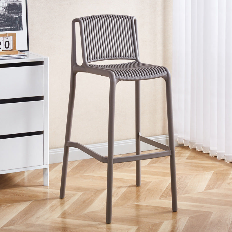 Modern Minimalist Rectangular PP Bar Stool Backrest Footrest For Dining Room
