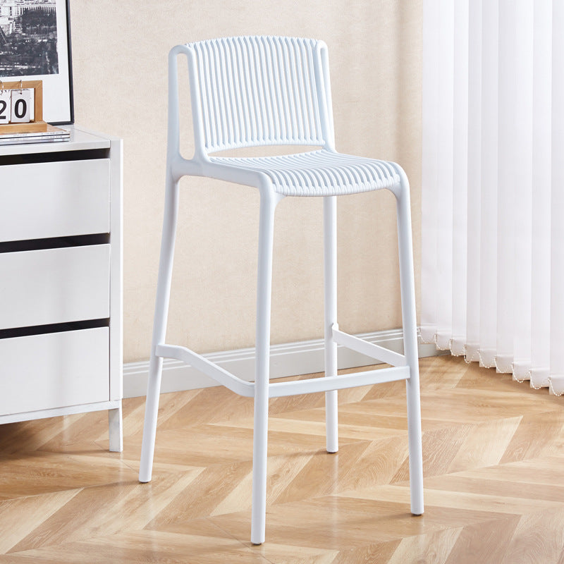 Modern Minimalist Rectangular PP Bar Stool Backrest Footrest For Dining Room