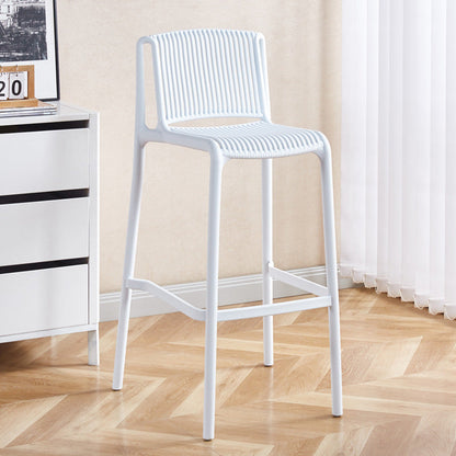 Modern Minimalist Rectangular PP Bar Stool Backrest Footrest For Dining Room