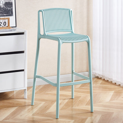 Modern Minimalist Rectangular PP Bar Stool Backrest Footrest For Dining Room