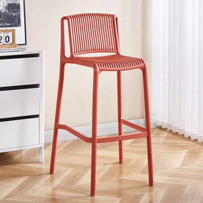 Modern Minimalist Rectangular PP Bar Stool Backrest Footrest For Dining Room