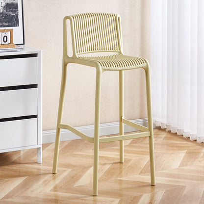 Modern Minimalist Rectangular PP Bar Stool Backrest Footrest For Dining Room