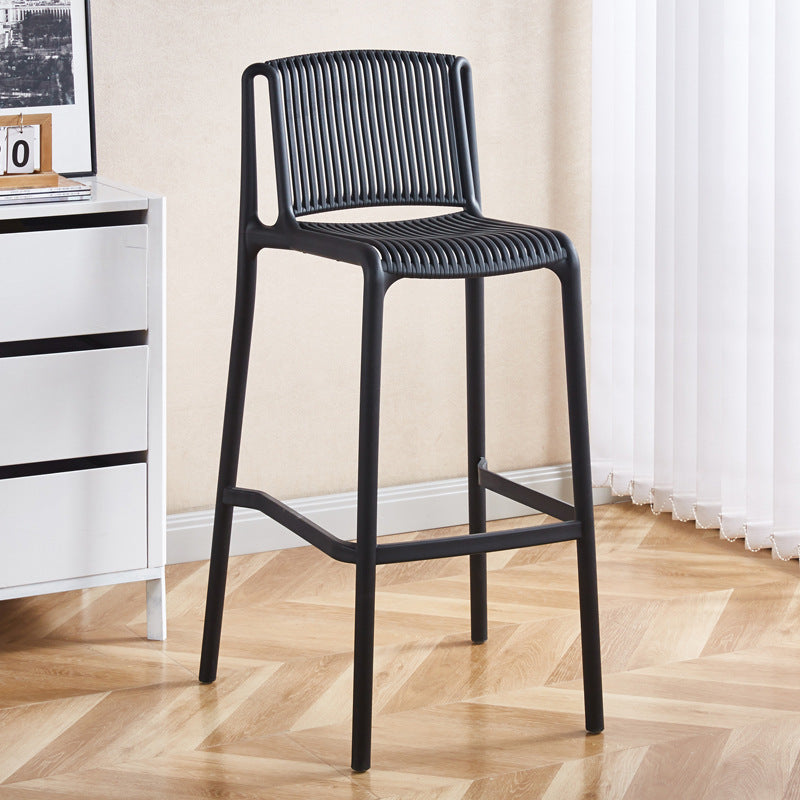 Modern Minimalist Rectangular PP Bar Stool Backrest Footrest For Dining Room