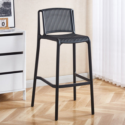 Modern Minimalist Rectangular PP Bar Stool Backrest Footrest For Dining Room