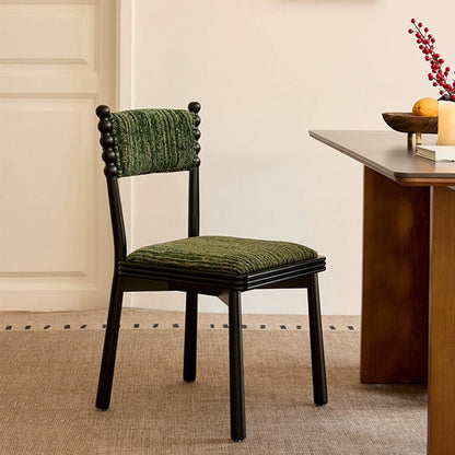 Traditional French Rectangular Chenille Yarn Solid Wood Dining Chair Backrest Armless For Dining Room