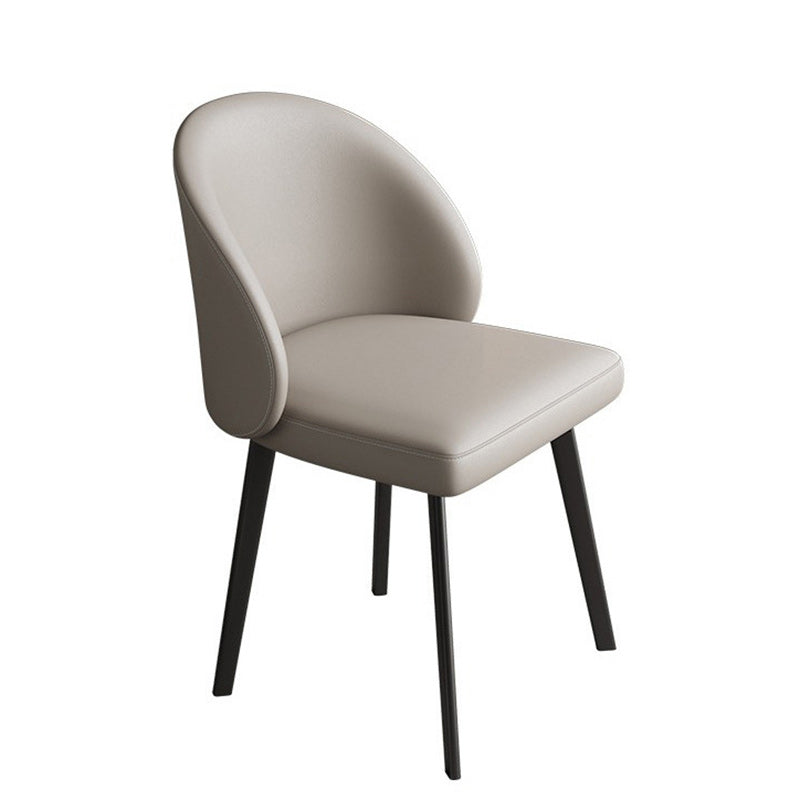 Modern Minimalist Microfiber Leather Wood Carbon Steel Sponge Square Elliptical Curved Dining Chair Backrest For Dining Room