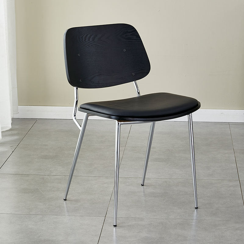 Contemporary Scandinavian Square PU Leather Metal Dining Chair Backrest Armless For Dining Room