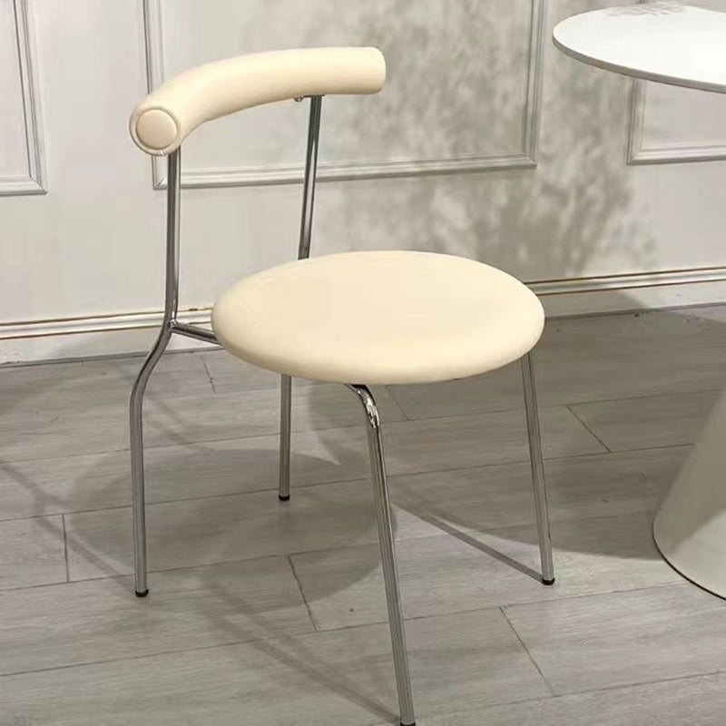 Contemporary Scandinavian PU Leather Metal Sponge Round Arc Dining Chair Backrest For Dining Room