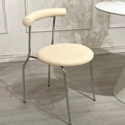 Contemporary Scandinavian PU Leather Metal Sponge Round Arc Dining Chair Backrest For Dining Room