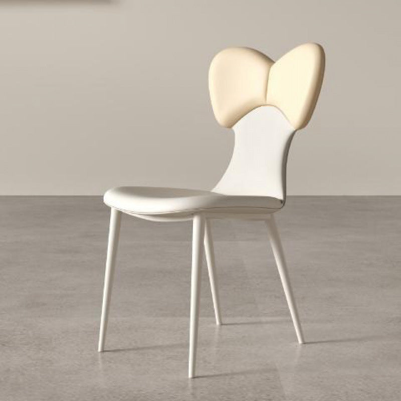 Contemporary Nordic Faux Leather Steel Square Bow Tie Dining Chair Backrest For Dining Room
