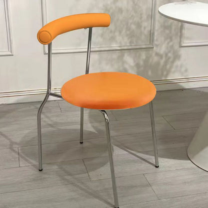 Contemporary Scandinavian PU Leather Metal Sponge Round Arc Dining Chair Backrest For Dining Room