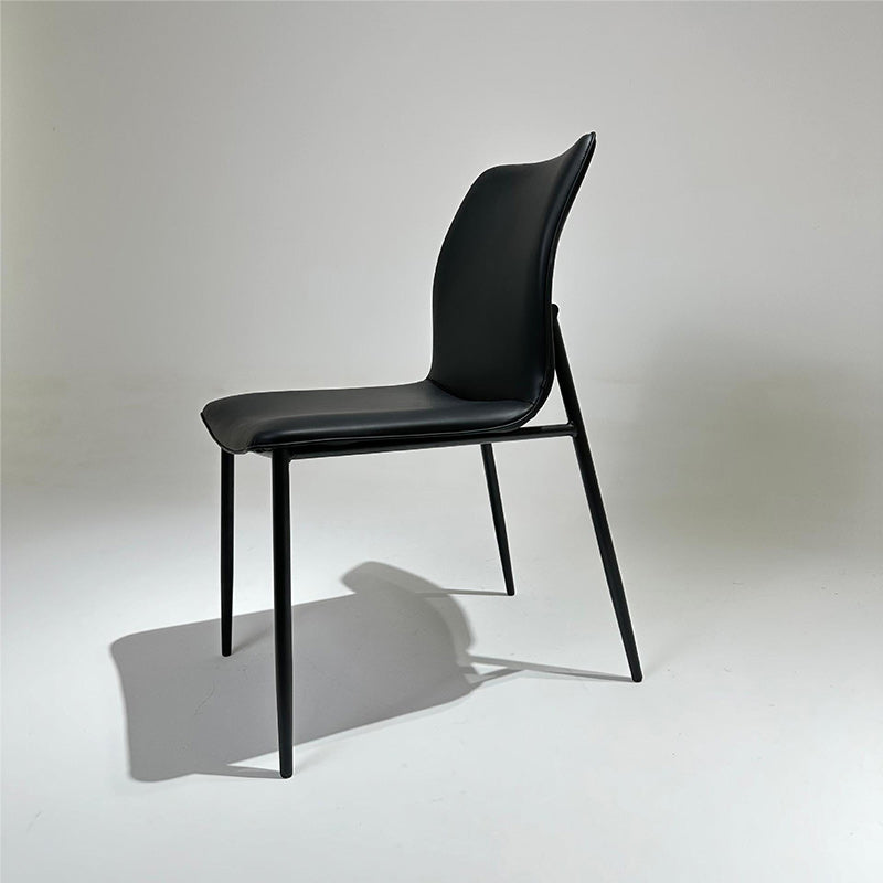 Modern Minimalist PU Leather Carbon Steel Sponge Square Dining Chair Backrest For Dining Room