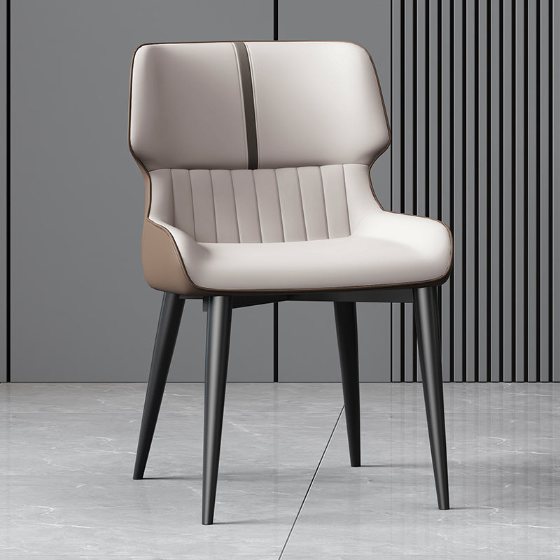 Contemporary Nordic Square Upholstered Curved Backrest PU Leather Carbon Steel Dining Chair For Dining Room