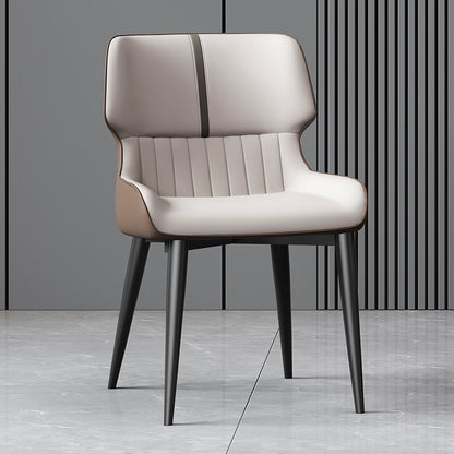 Contemporary Nordic Square Upholstered Curved Backrest PU Leather Carbon Steel Dining Chair For Dining Room