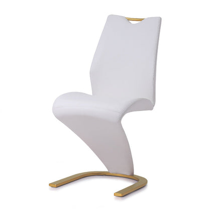 Modern Minimalist U-Shaped Chassis Rectangle PU Leather Titanium Gold Silver-Plated Dining Chair Backrest Armless For Dining Room