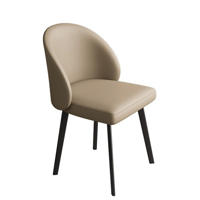 Modern Minimalist Microfiber Leather Wood Carbon Steel Sponge Square Elliptical Curved Dining Chair Backrest For Dining Room