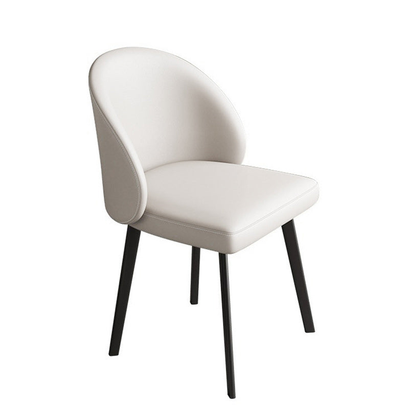 Modern Minimalist Microfiber Leather Wood Carbon Steel Sponge Square Elliptical Curved Dining Chair Backrest For Dining Room