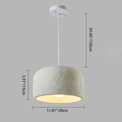 Modern Minimalist Cylindrical Round Resin Glass 1-Light Pendant Light For Dining Room
