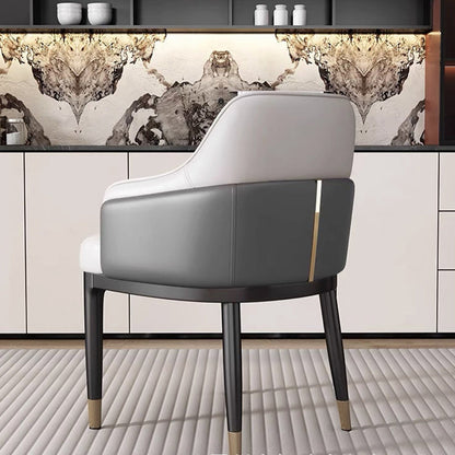 Modern Luxury Square Bent Artificial Leather Metal Dining Chair Backrest Armless For Dining Room