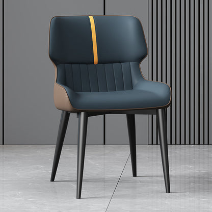 Contemporary Nordic Square Upholstered Curved Backrest PU Leather Carbon Steel Dining Chair For Dining Room