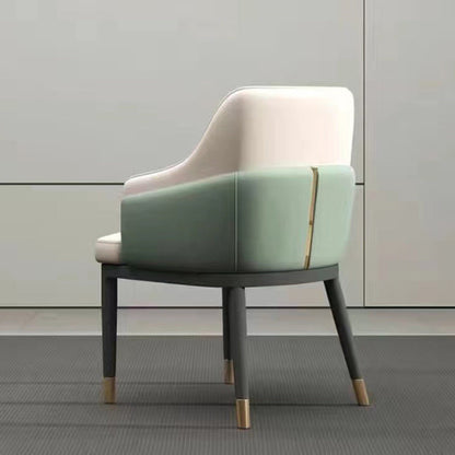 Modern Luxury Square Bent Artificial Leather Metal Dining Chair Backrest Armless For Dining Room