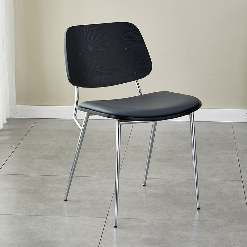 Contemporary Scandinavian Square PU Leather Metal Dining Chair Backrest Armless For Dining Room
