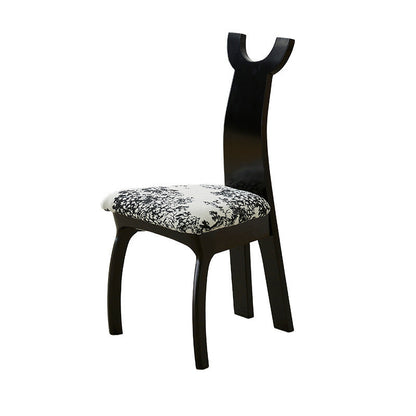 Traditional Vintage Cowl Square Cotton Linen Cat Scratch Leather Solid Wood Dining Chair Backrest Armless For Dining Room