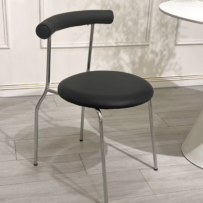 Contemporary Scandinavian PU Leather Metal Sponge Round Arc Dining Chair Backrest For Dining Room