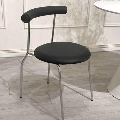 Contemporary Scandinavian PU Leather Metal Sponge Round Arc Dining Chair Backrest For Dining Room