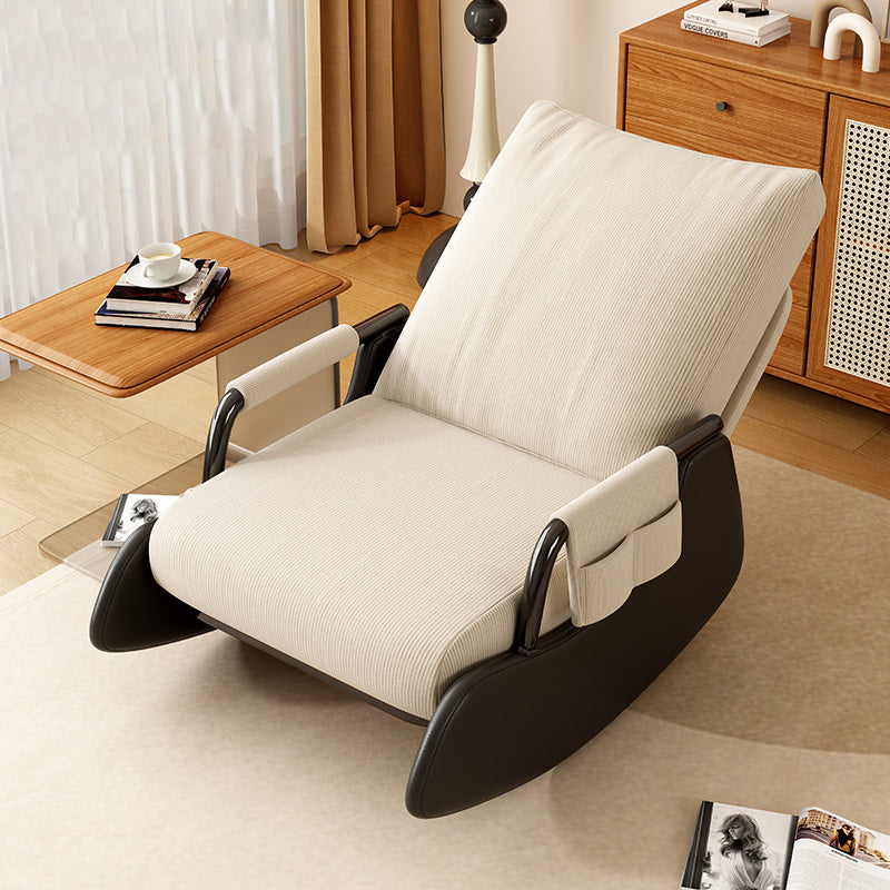 Modern Simplicity Corduroy Cotton Sponge Faux Leather Wood Carbon Steel Square Recliner Foldable Backrest Footrest For Bedroom