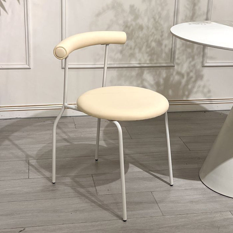 Contemporary Scandinavian PU Leather Metal Sponge Round Arc Dining Chair Backrest For Dining Room