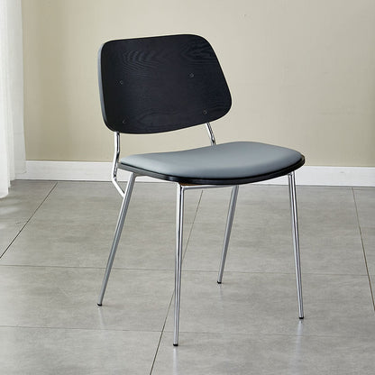 Contemporary Scandinavian Square PU Leather Metal Dining Chair Backrest Armless For Dining Room