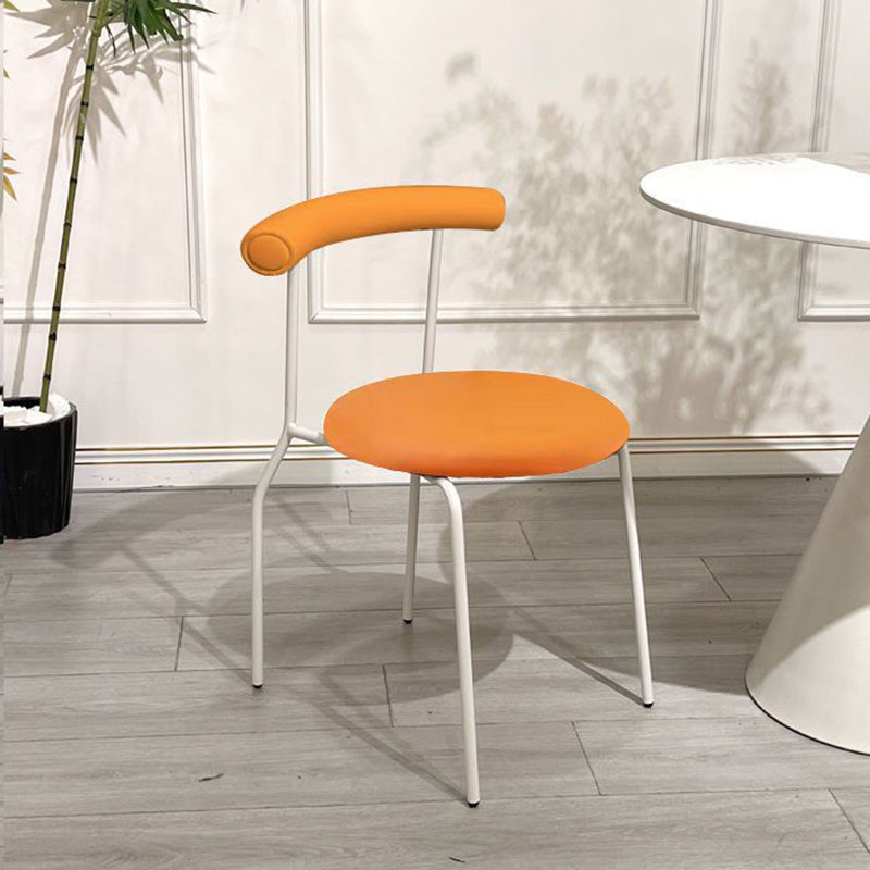 Contemporary Scandinavian PU Leather Metal Sponge Round Arc Dining Chair Backrest For Dining Room