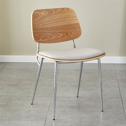Contemporary Scandinavian Square PU Leather Metal Dining Chair Backrest Armless For Dining Room