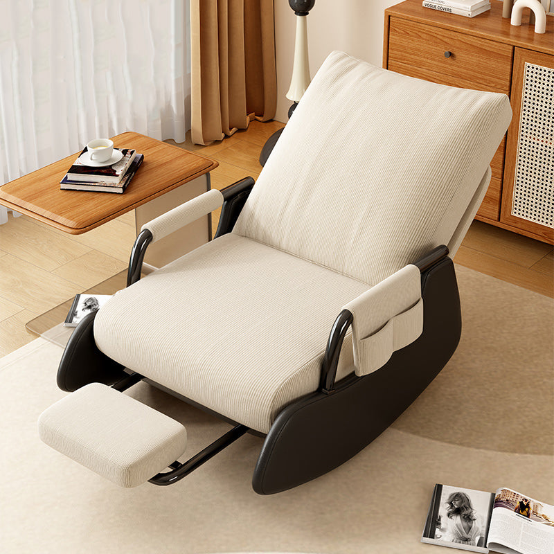Modern Simplicity Corduroy Cotton Sponge Faux Leather Wood Carbon Steel Square Recliner Foldable Backrest Footrest For Bedroom