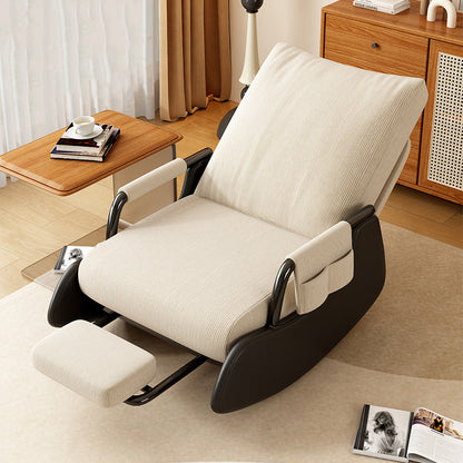 Modern Simplicity Corduroy Cotton Sponge Faux Leather Wood Carbon Steel Square Recliner Foldable Backrest Footrest For Bedroom