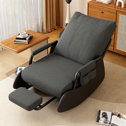 Modern Simplicity Corduroy Cotton Sponge Faux Leather Wood Carbon Steel Square Recliner Foldable Backrest Footrest For Bedroom