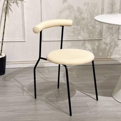 Contemporary Scandinavian PU Leather Metal Sponge Round Arc Dining Chair Backrest For Dining Room
