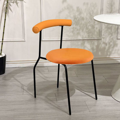 Contemporary Scandinavian PU Leather Metal Sponge Round Arc Dining Chair Backrest For Dining Room