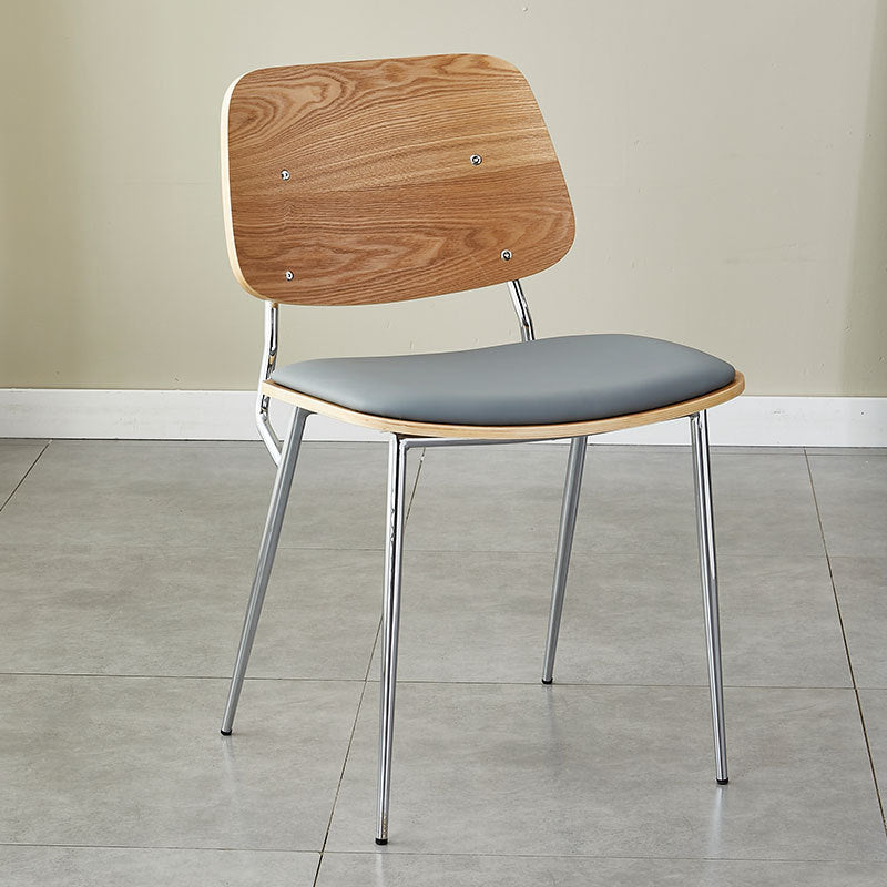 Contemporary Scandinavian Square PU Leather Metal Dining Chair Backrest Armless For Dining Room