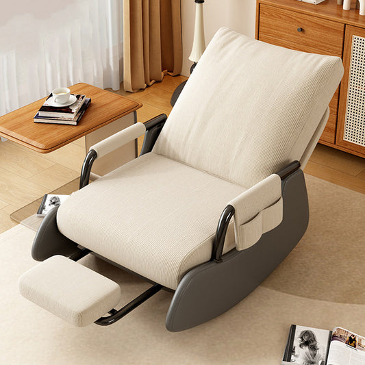 Modern Simplicity Corduroy Cotton Sponge Faux Leather Wood Carbon Steel Square Recliner Foldable Backrest Footrest For Bedroom