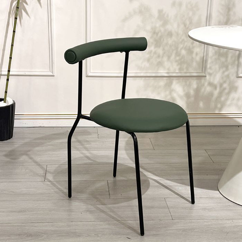 Contemporary Scandinavian PU Leather Metal Sponge Round Arc Dining Chair Backrest For Dining Room