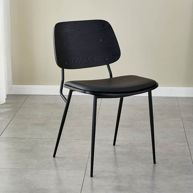 Contemporary Scandinavian Square PU Leather Metal Dining Chair Backrest Armless For Dining Room