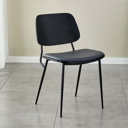 Contemporary Scandinavian Square PU Leather Metal Dining Chair Backrest Armless For Dining Room