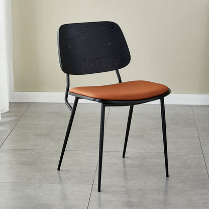 Contemporary Scandinavian Square PU Leather Metal Dining Chair Backrest Armless For Dining Room