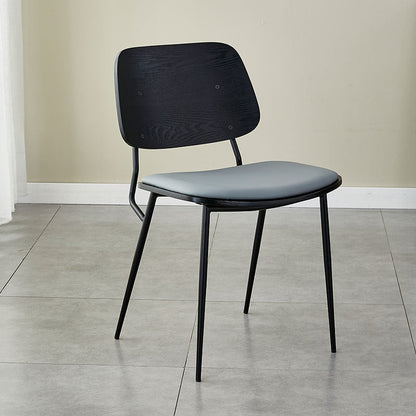 Contemporary Scandinavian Square PU Leather Metal Dining Chair Backrest Armless For Dining Room