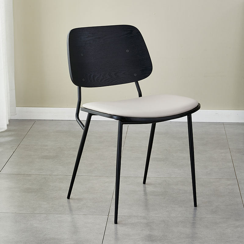 Contemporary Scandinavian Square PU Leather Metal Dining Chair Backrest Armless For Dining Room