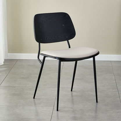 Contemporary Scandinavian Square PU Leather Metal Dining Chair Backrest Armless For Dining Room