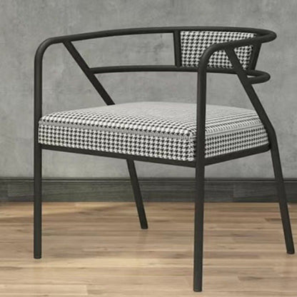 Contemporary Industrial Square Upholstered Suede Fabric PU Leather Iron Dining Chair Curved Backrest Armrest for Dining Room